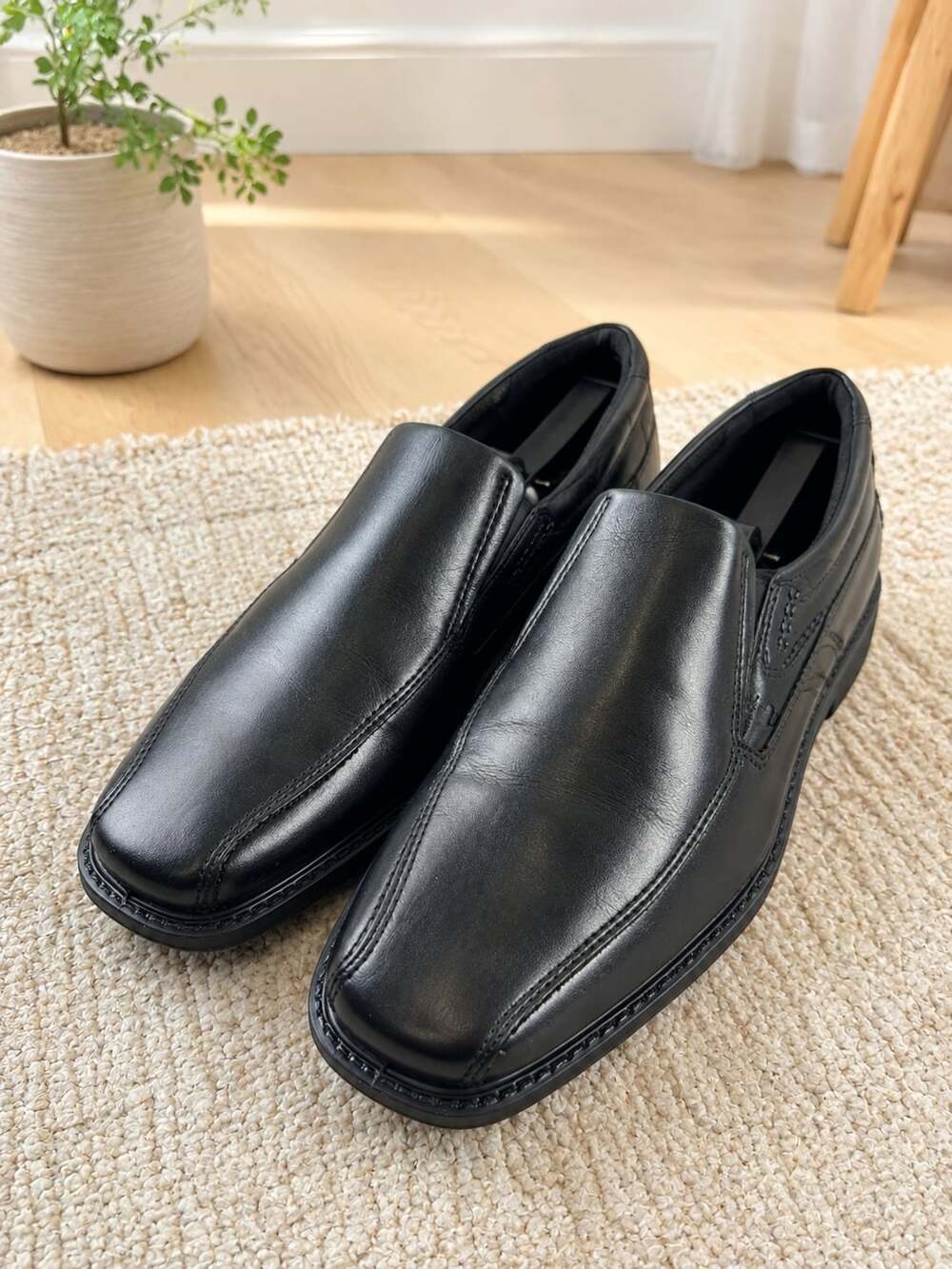 ECCO New Jersey Bike Toe Slip-On Dress Shoes Black Leather Men’s EU 41 Loafers